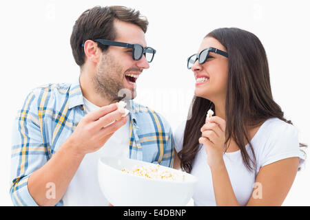 Attractive young couple watching a 3d movie Stock Photo