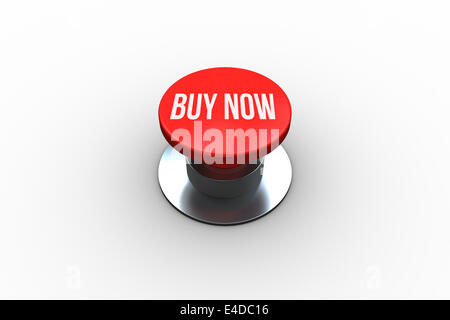 Buy now on digitally generated red push button Stock Photo