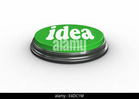 Idea on digitally generated green push button Stock Photo