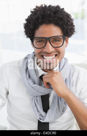 Hipster businessman smiling at camera Stock Photo