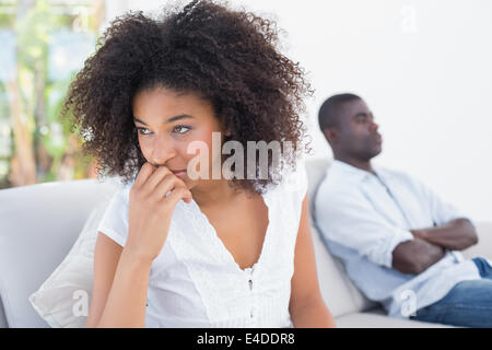 Attractive couple not talking on the couch Stock Photo