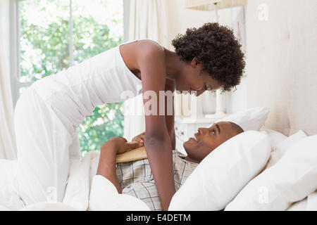 messing about in the morning on bed home in the Stock Photo - Alamy