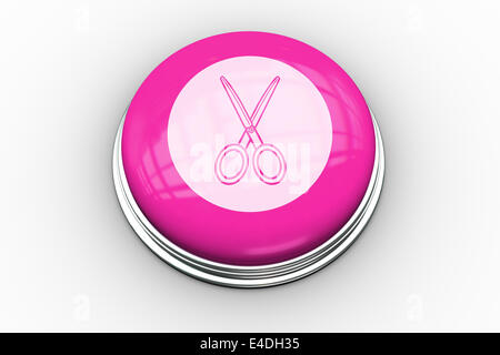 Scissors graphic on pink button Stock Photo