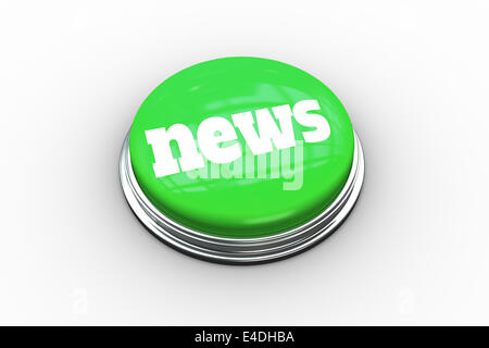 News on digitally generated green push button Stock Photo