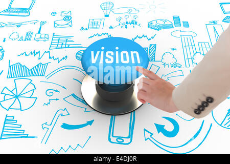 Vision against blue push button Stock Photo