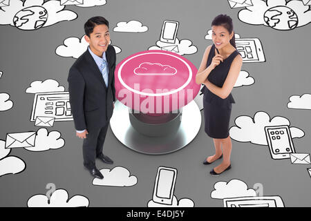 Composite image of smiling asian businessman Stock Photo
