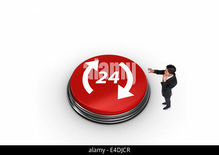 Composite image of thoughtful asian businessman pointing Stock Photo