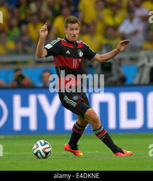 Belo Horizonte, Brazil. 08th July, 2014. Germany's Miroslav Klose during the FIFA World Cup 2014 semi-final soccer match between Brazil and Germany at Estadio Mineirao in Belo Horizonte, Brazil, 08 July 2014. Photo: Thomas Eisenhuth/dpa/Alamy Live News Stock Photo