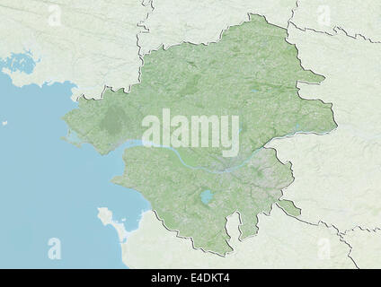 Departement of Loire-Atlantique, France, Relief Map Stock Photo