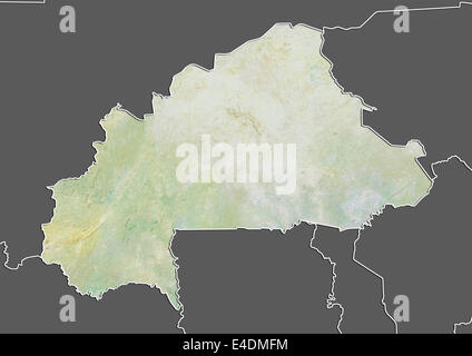 Burkina Faso, Relief Map With Border and Mask Stock Photo