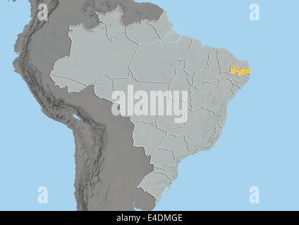 State of Paraiba, Brazil, Relief Map Stock Photo