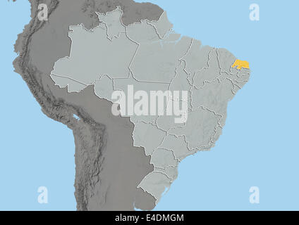 State of Rio Grande do Norte, Brazil, Relief Map Stock Photo