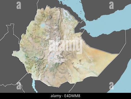 Ethiopia, Relief Map With Border and Mask Stock Photo - Alamy