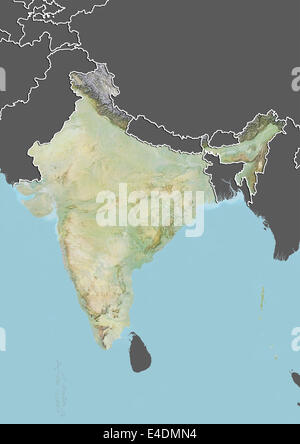 India, Shaded Relief Map Stock Photo: 25412559 - Alamy