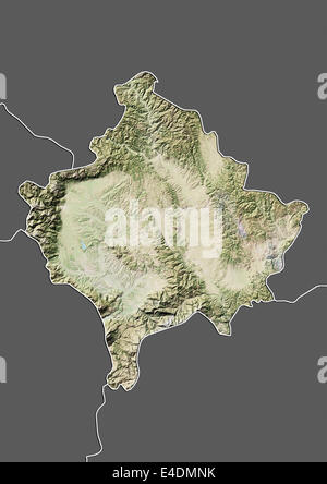 Kosovo, Relief Map With Border and Mask Stock Photo