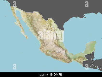 Mexico, Relief Map With Border and Mask Stock Photo - Alamy