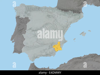 Murcia, Spain, Relief Map Stock Photo