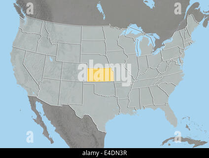 State of Kansas, United States, Relief Map Stock Photo