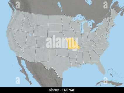 State of Missouri, United States, Relief Map Stock Photo