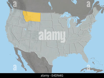 State of Montana, United States, Relief Map Stock Photo