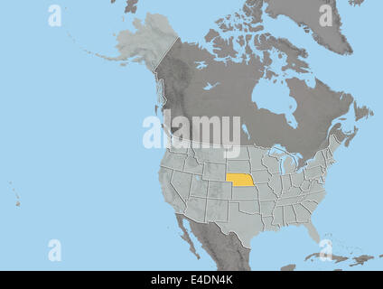 State of Nebraska, United States, Relief Map Stock Photo