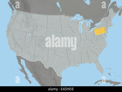 State of Pennsylvania, United States, Relief Map Stock Photo