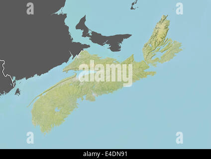 Province of Nova Scotia, Canada, Relief Map Stock Photo