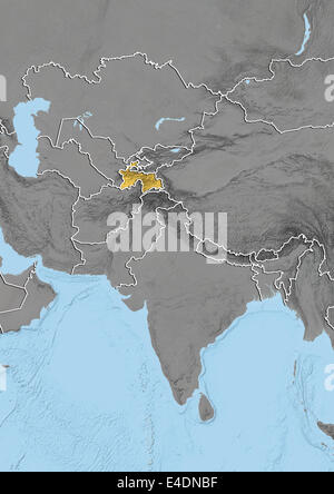 Tajikistan, Relief Map Stock Photo