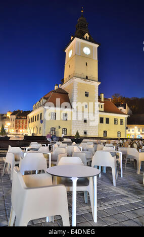 Brasov Council Square, twilight view, Transylvania, Romania Stock Photo