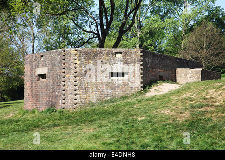 British UK machine gun pillbox guard post emplacement of the Second World War positioned at Bodiam near Bodiam Castle Stock Photo