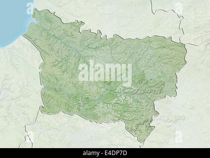 Region of Picardy, France, Relief Map Stock Photo