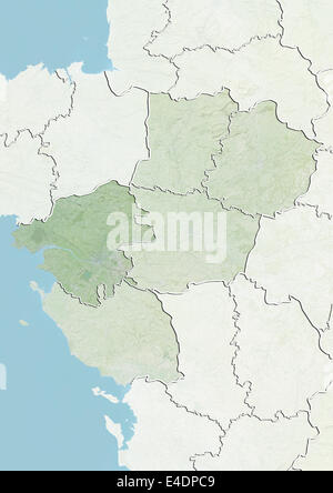 Departement of Loire-Atlantique, France, Relief Map Stock Photo