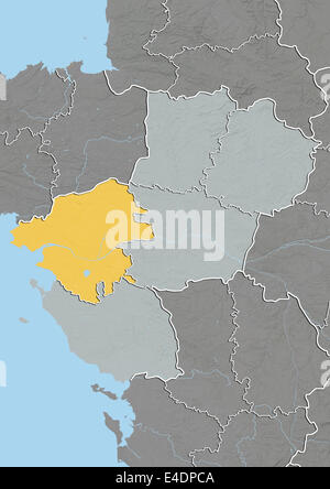 Departement of Loire-Atlantique, France, Relief Map Stock Photo