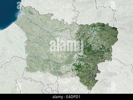 Departement of Aisne, France, True Colour Satellite Image Stock Photo