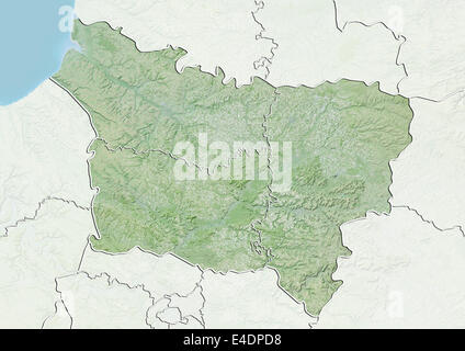 Region of Picardy, France, Relief Map Stock Photo