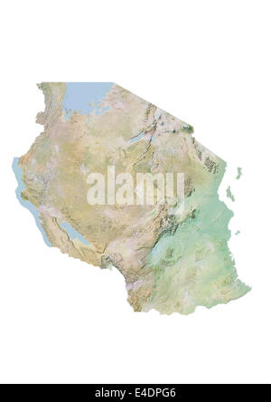 Tanzania, Relief Map With Border Stock Photo - Alamy