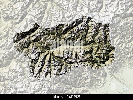 Region of Aosta Valley, Italy, Relief Map Stock Photo