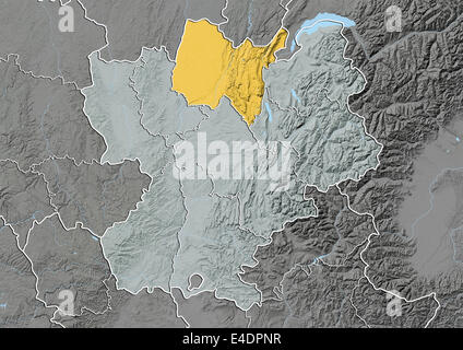 Departement of Ain, France, Relief Map Stock Photo