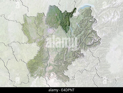 Departement of Ain, France, Satellite Image With Bump Effect Stock Photo