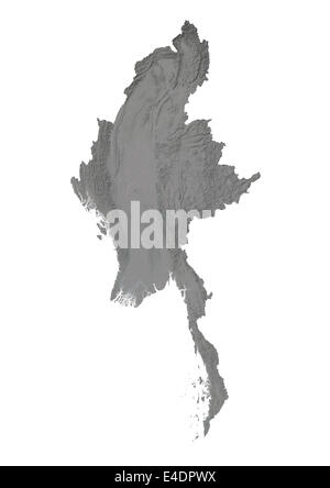 Myanmar, Relief Map Stock Photo