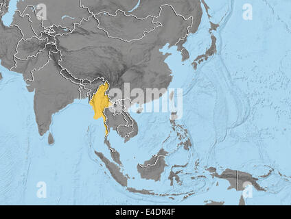 Myanmar, Relief Map Stock Photo