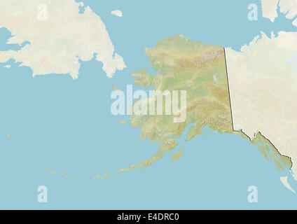 State of Alaska, United States, Relief Map Stock Photo