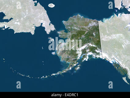 State of Alaska, United States, True Colour Satellite Image Stock Photo