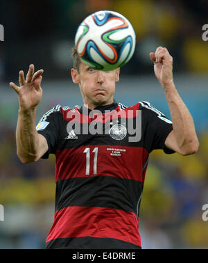 Belo Horizonte, Brazil. 08th July, 2014. Germany's Miroslav Klose during the FIFA World Cup 2014 semi-final soccer match between Brazil and Germany at Estadio Mineirao in Belo Horizonte, Brazil, 08 July 2014. Photo: Thomas Eisenhuth/dpa/Alamy Live News Stock Photo