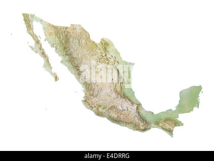 Mexico, Relief Map With Border Stock Photo - Alamy