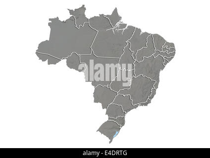 Brazil, Relief Map With State Boundaries Stock Photo - Alamy