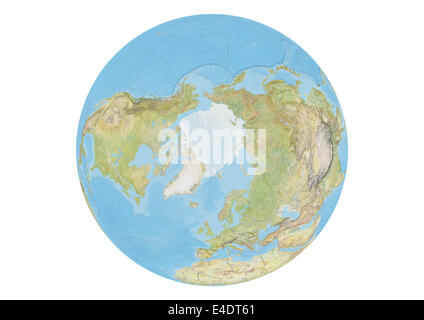 Earth Globe Showing North Pole With Country Borders Stock Photo