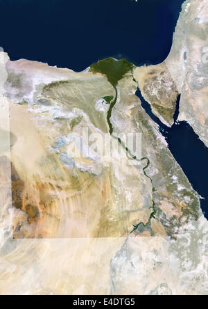 Egypt, True Colour Satellite Image With Mask. Egypt, true colour satellite image with mask. North is at top. In the center of th Stock Photo