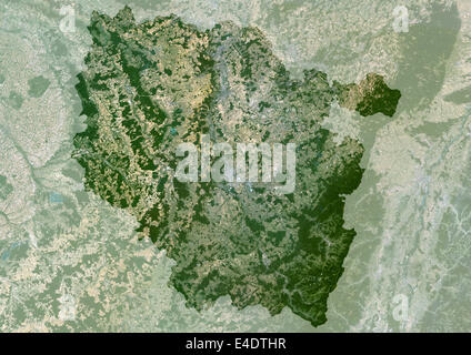 Lorraine Region, France, True Colour Satellite Image With Mask. Lorraine region, France, true colour satellite image with mask. Stock Photo