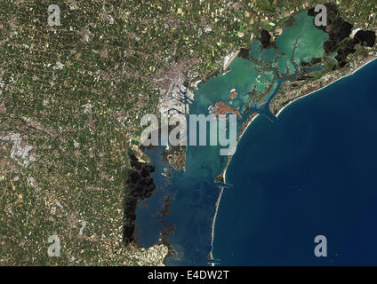 Venice, Italy, True Colour Satellite Image. Venice, France. True colour satellite image of the city of Venice that stretches acr Stock Photo